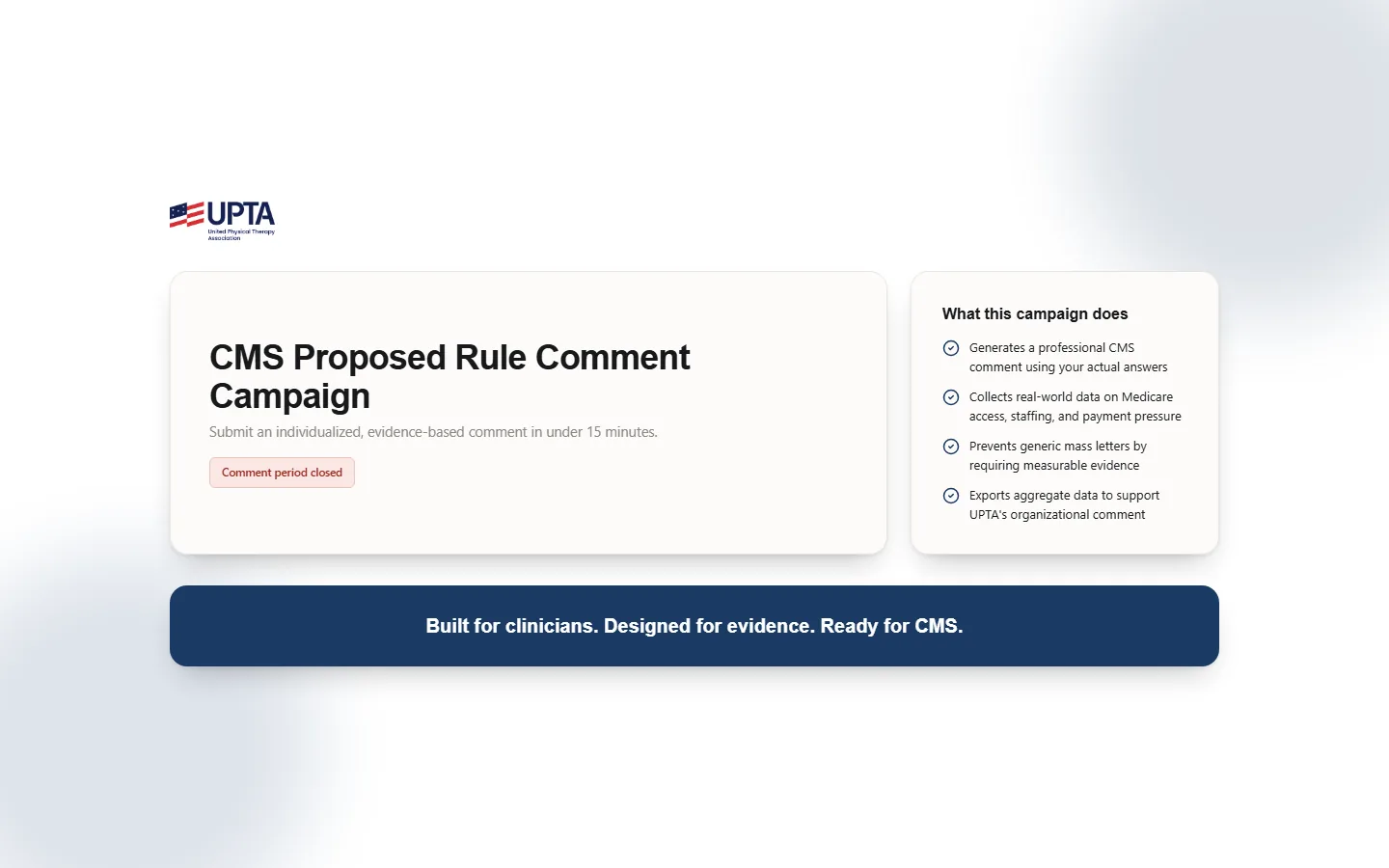 UPTA advocacy platform on desktop